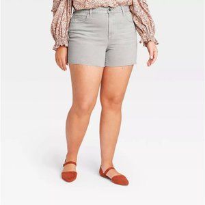 Universal Thread - Women's Plus High-Rise Midi Jean Shorts - Washed Olive - 14W